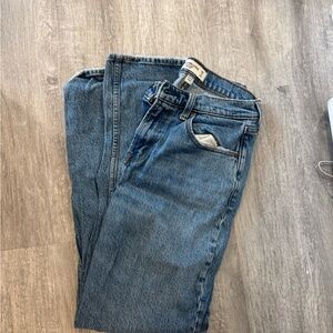 Abercrombie The Straight Mid Rise Curve Love Blue Denim Jeans